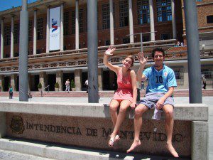 My adult children, Maddy and Derrick, at the Intendencia (City Hall) of Montevideo, Uruguay. Derrick wears the shirt of his favorite player, Diego Forlán.