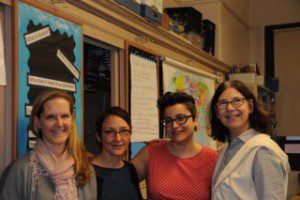 VCFA workshop facilitators, from left, Susan Korchak, Marianna Baer, Danielle Pignataro, and me.