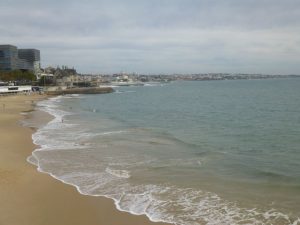 The beach at Cascais, a short train ride from Lisbon. And, yes, I went on a cloudy day.
