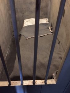 Visitors to the Museum of Resistance and Liberation can sit in this isolation cell.